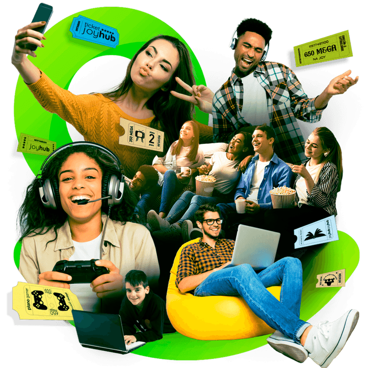 Foto de diversas pessoas usando objetos digitais